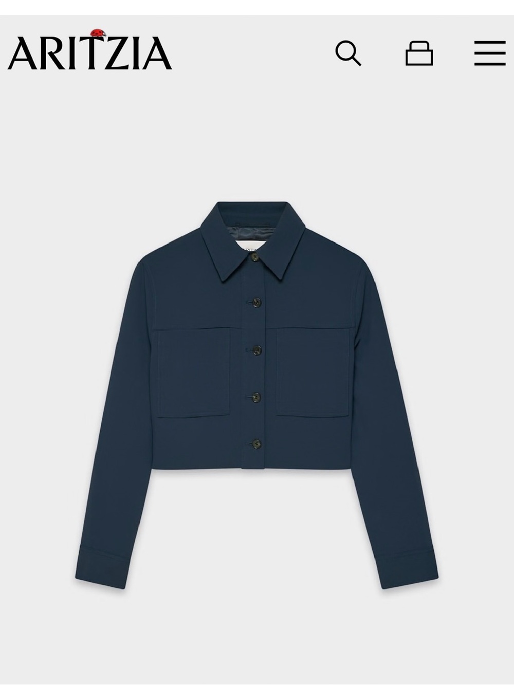 Aritzia Wilfred Navy Cropped Button-Up Jacket